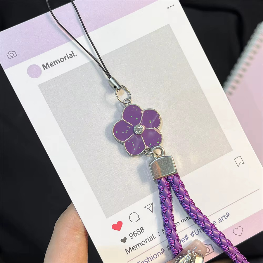 Handgelenk Lanyard mit Blumenmuster für iPhone 17/16, USB-Sticks und Schlüsselanhänger in Lila - Bild 2