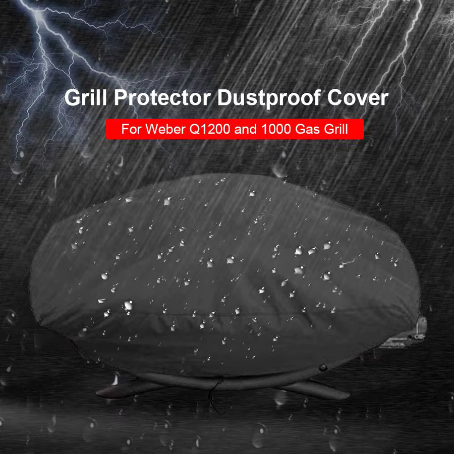 Wasserdichte Grillabdeckung aus schwarzem Oxford-Polyester mit Kordelzug zum Schutz vor Staub und Witterung - Bild 2