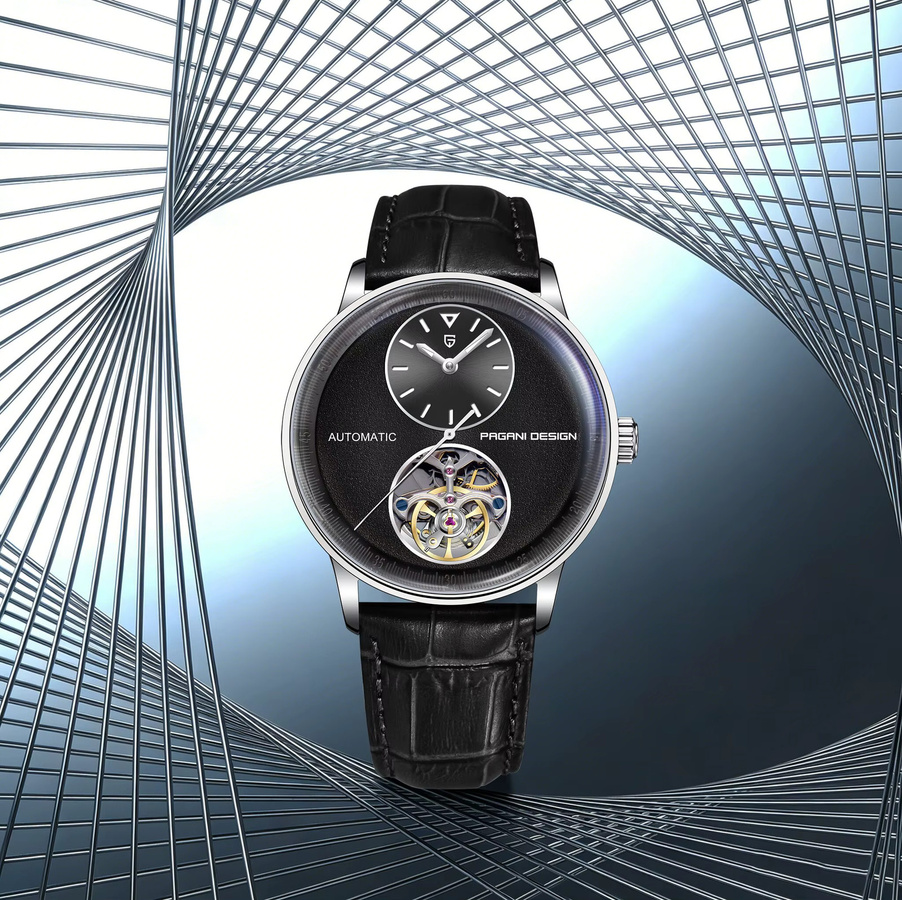 PAGANI DESIGN Armbanduhr, Automatik, Leder, Schwarz, Herren - Bild 2