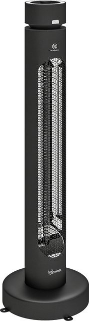 Outsunny Infrarot Heizstrahler 2000W Carbonfaser oszillierender Standheizstrahler mit Fernbedienung, 8 Heizstufen, Timer und Kippschutz, IP45 Terrassenstrahler für Innen und Außen, Schwarz - Bild 1