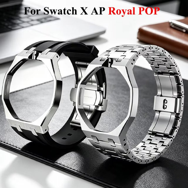 Swatch Umbau-Set für Armbanduhren, Edelstahlgehäuse, Silikonarmband, Herren - Bild 1