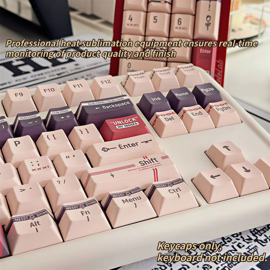 TTTSKONE PBT Tastenkappen im Cherry-Profil mit 120 Tasten, 5-seitige Farbsublimation, blendfrei, Multicolour, passend für 61-108 Tastaturen - Bild 4