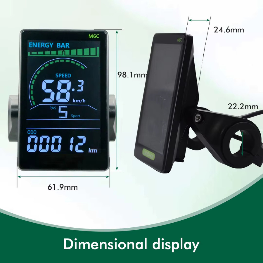 Mcezdy UART 2 M6C LCD Display für Elektrofahrräder und E-Roller, Wasserdicht, Farbe Schwarz - Bild 6