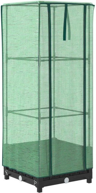vidaXL Hochbeet in Rattan-Optik mit Gewächshaus-Aufsatz und wasserfester Abdeckung, Schwarz, B/T/H: 40 x 40 x 123 cm - Bild 1