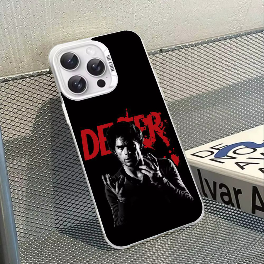 D-Dexter M-Morgan Handyhülle für iPhone 17 16 15 14 13 12 11 Pro Max X XS XR Stoßfeste IMD Schutzhülle Galvanisch Versilbert in Schwarz und Silber - Bild 3