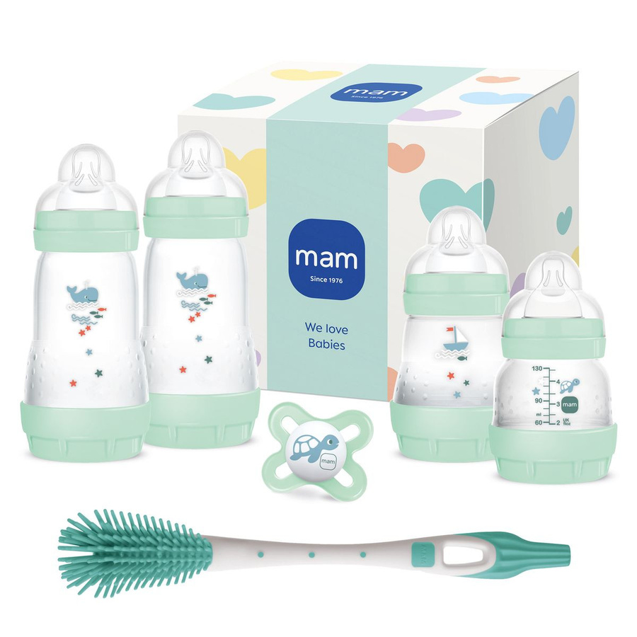 MAM 6-tlg. Neugeborenen Flaschen-Set Easy Start Anti-Colic mit Silikon-Saugern in Mint Green und breitem Flaschenhals - Bild 1
