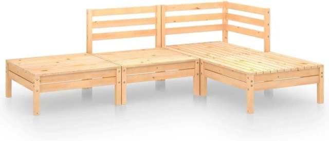 vidaXL 4-teiliges Garten-Lounge-Set aus Kiefer-Massivholz in Braun - Bild 1