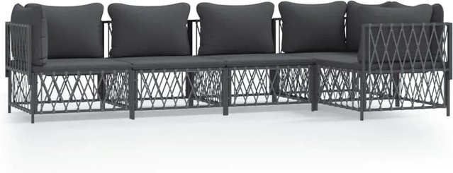 vidaXL 5-tlg Garten-Lounge-Set in Anthrazit mit Kissen aus Textilene und pulverbeschichtetem Stahl - Bild 1