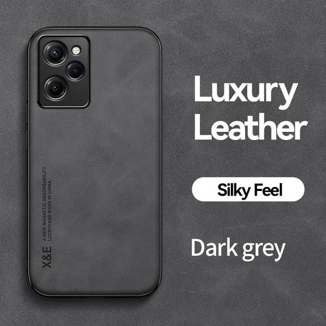 Poco X5 Pro 5G Hülle mit magnetischer Auto-Halterung aus Leder und stoßfestem Silikon - Bild 1