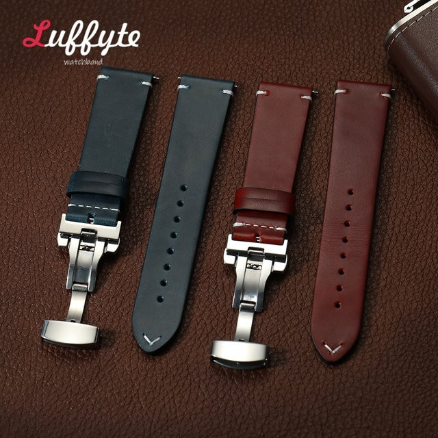 luffyte Uhrenarmband Rindsleder, Schmetterlingsschnalle, Unisex - Bild 1
