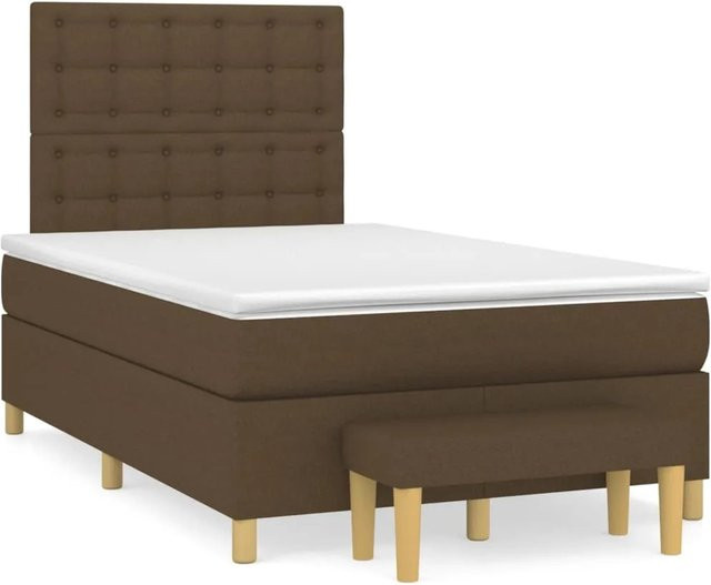 vidaXL Boxspringbett mit Matratze Hybrid-Design in Dunkelbraun und Weiß, B/T/H: 200 x 120 x 118 cm - Bild 1