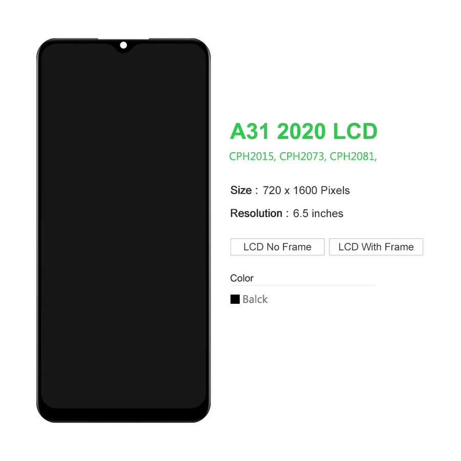 OPPO A31 2020 LCD Display Touchscreen Digitizer mit Rahmen in Schwarz, 6,5 Zoll - Bild 2