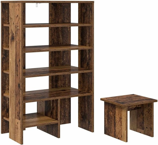 vidaXL Schuhschrank Set aus 2 Stück in Altholz-Optik, braun, mit Regal und Speicherplatz - Bild 1