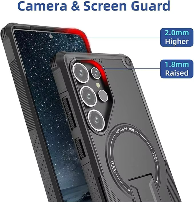 Magnetische Schutzhülle für Samsung Galaxy S26 Ultra 5G 6,9 Zoll mit unsichtbarem Ständer und militärischem Fallschutz in Schwarz - Bild 2