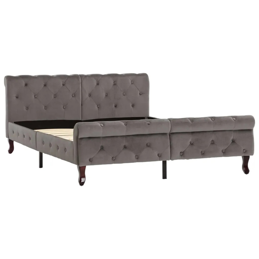 vidaXL Bettgestell aus Samt in Grau, B/T/H: 140 x 200 x 146,5 cm - Bild 2