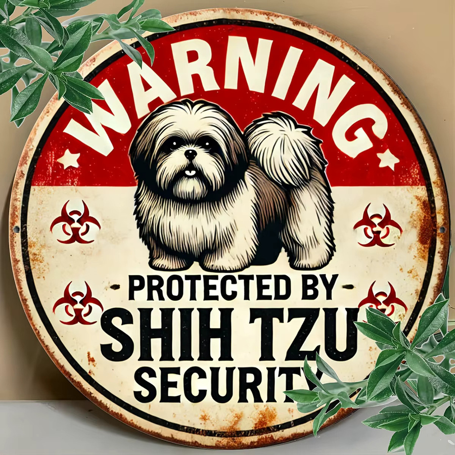 Potdemiel Vintage Shih Tzu Sicherheitswarnschild aus Metall in Mehrfarbig, Durchmesser: 20 cm - Bild 4