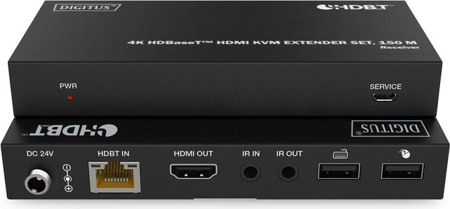 Digitus 4K UHD HDBaseT HDMI KVM Extender Set mit USB-A, Schwarz (DS-55522) - Bild 2