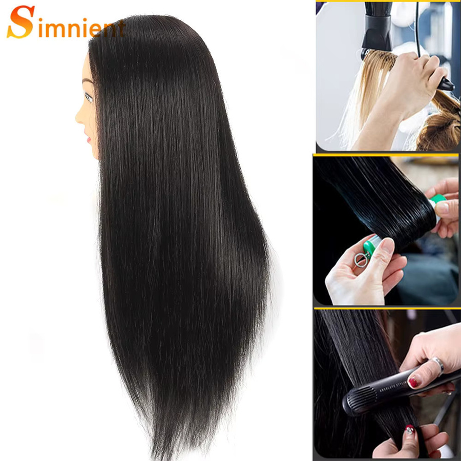 Simnient Übungskopf mit 85 % echtem Menschenhaar, 26 Zoll, für Haarstyling - Bild 2