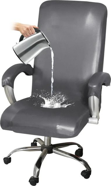 Yiran Furniture Sesselbezug aus Stretch-PU-Leder in Grau mit Armlehnenbezug, wasserabweisend und elastisch - Bild 1