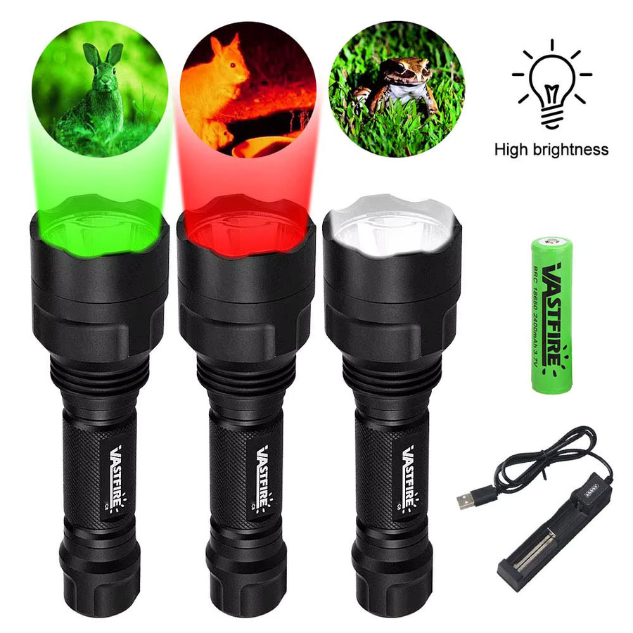 VASTFIRE Taktische LED-Jagdtaschenlampe C8 mit Fernschalter und Infrarot-Visier in Grün, Rot und Weiß - Bild 3