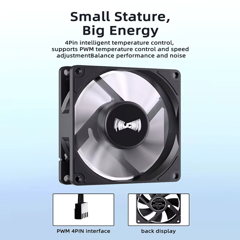 TEUCER Ultradünner Computergehäuselüfter Schwarz, B/T/H: 6 x 6 x 1 cm, 12 V für PC, CPU und Kühlkörper - Bild 4