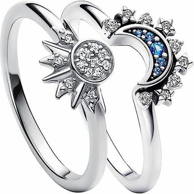 YIRAN Ring Set, Sonne Mond Stern, Cubic Zirkon, Damen - Bild 1