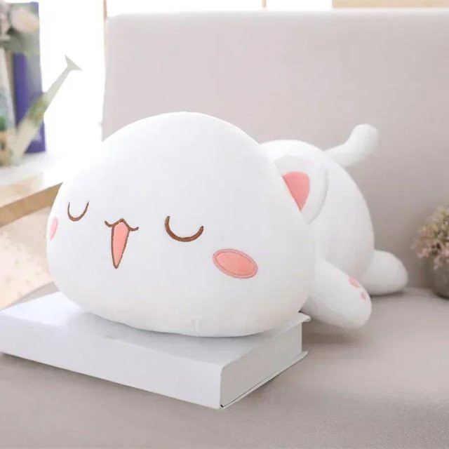 Kidsly Liegende Katze Plüschtier, Weiß, 35cm - Bild 1