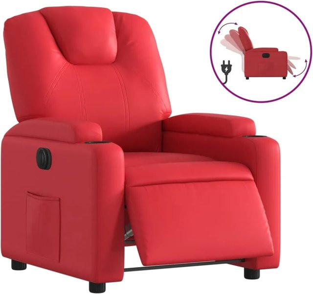 vidaXL Elektrischer Relaxsessel in Rot aus Kunstleder mit Armlehnen - Bild 1