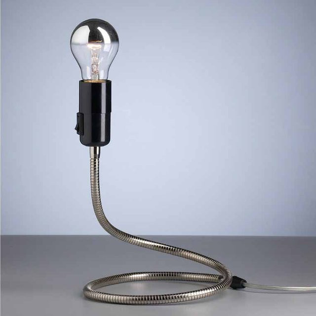 Tecnolumen Lightworm LW S Tischleuchte in Nickel, verstellbare Metalllampe mit E27 Fassung und Glasakzenten in Silber - Bild 1