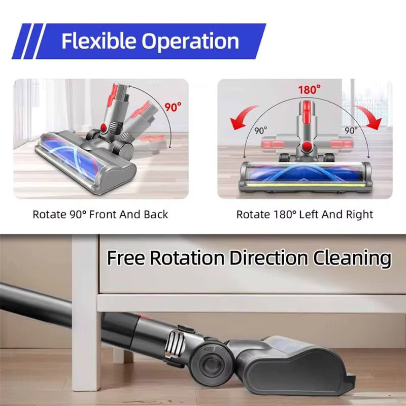 Dyson Ersatz-Bodenbürstenkopf mit LED-Lichtleiste in Grau für V7 V8 V10 V11 V15 Kabellose Staubsauger, Universelle Reinigungsrolle für Hartböden und Teppiche - Bild 2