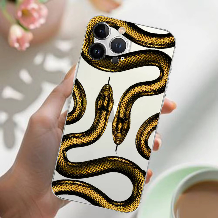 Mesuca Stoßfeste Handyhülle mit goldenem Schlangenmuster für iPhone, Transparent - Bild 3