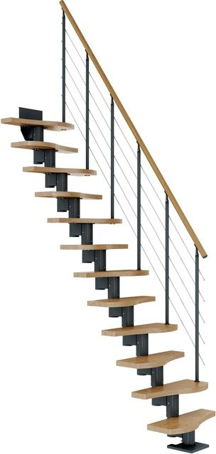 Dolle Mittelholmtreppe Basel Eiche Anthrazit variabel bis 299 cm Breite: 64 cm - Bild 1