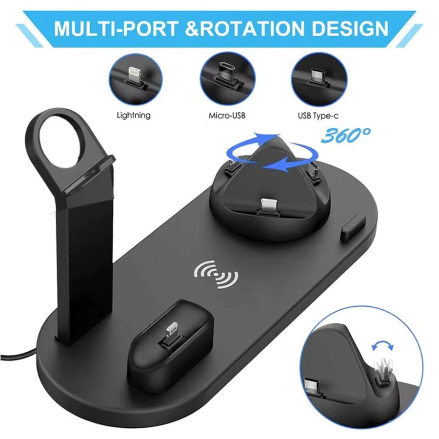 Opansten 7-in-1 kabellose Ladestation mit USB-C und Micro-USB für iPhone, Samsung, Xiaomi und AirPods Pro/2 Schnellladestation - Bild 3