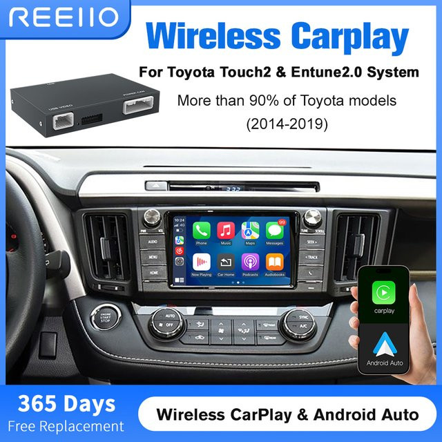 REEIIO Kabelloses CarPlay und Android Auto Upgrade-Modul für Toyota Touch2 Entune 2.0 Systeme, Schwarz - Bild 1
