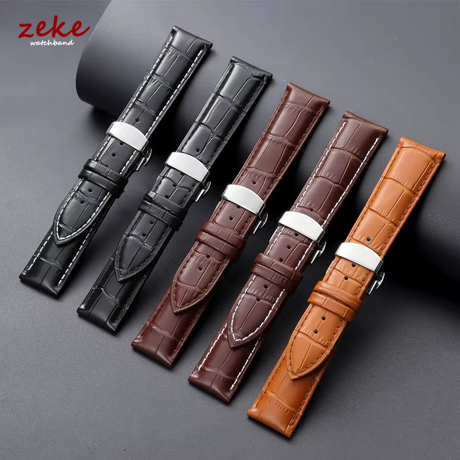 crazyband Uhrenarmband Echtleder, Schmetterlingsverschluss, Unisex - Bild 2