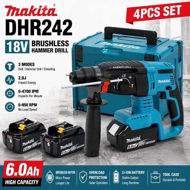 Makita DHR242 18V Akku-Bohrhammer mit 3-Modus und 4700 IPM für Beton - Bild 1