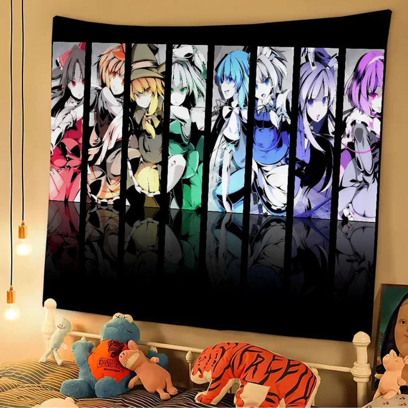 Potdemiel Wandteppich Touhou Projekt Mandala Wandkunst im Bohemian Stil, mehrfarbig, B: 70 cm, H: 70 cm, T: 50 cm - Bild 1