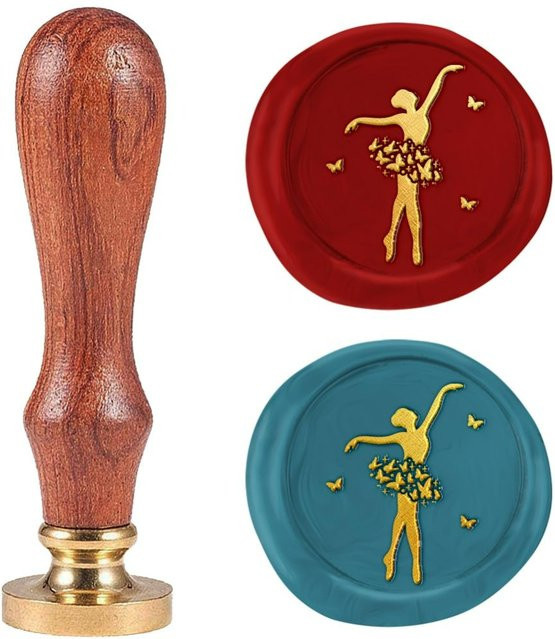 Retro Schmetterling Ballett Wachssiegel-Stempel mit Holzgriff für Briefe, Hochzeitskarten und Geschenkverpackungen - Bild 1