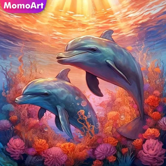Momoart Delfin Diamant-Mosaik DIY Strass-Set für Anfänger, Mehrfarbig, B/H: 20 x 20 cm - Bild 1