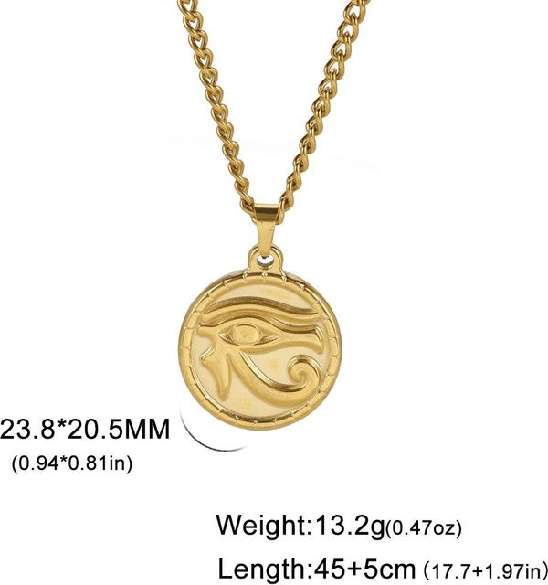 Anhänger Halskette Auge des Horus Ra Udjat, Edelstahl, Gold, Damen, 45-50cm - Bild 1