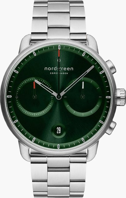 Nordgreen Herrenuhr Pioneer Chronograph, Quarz, Edelstahl, Grün, 42 mm - Bild 1