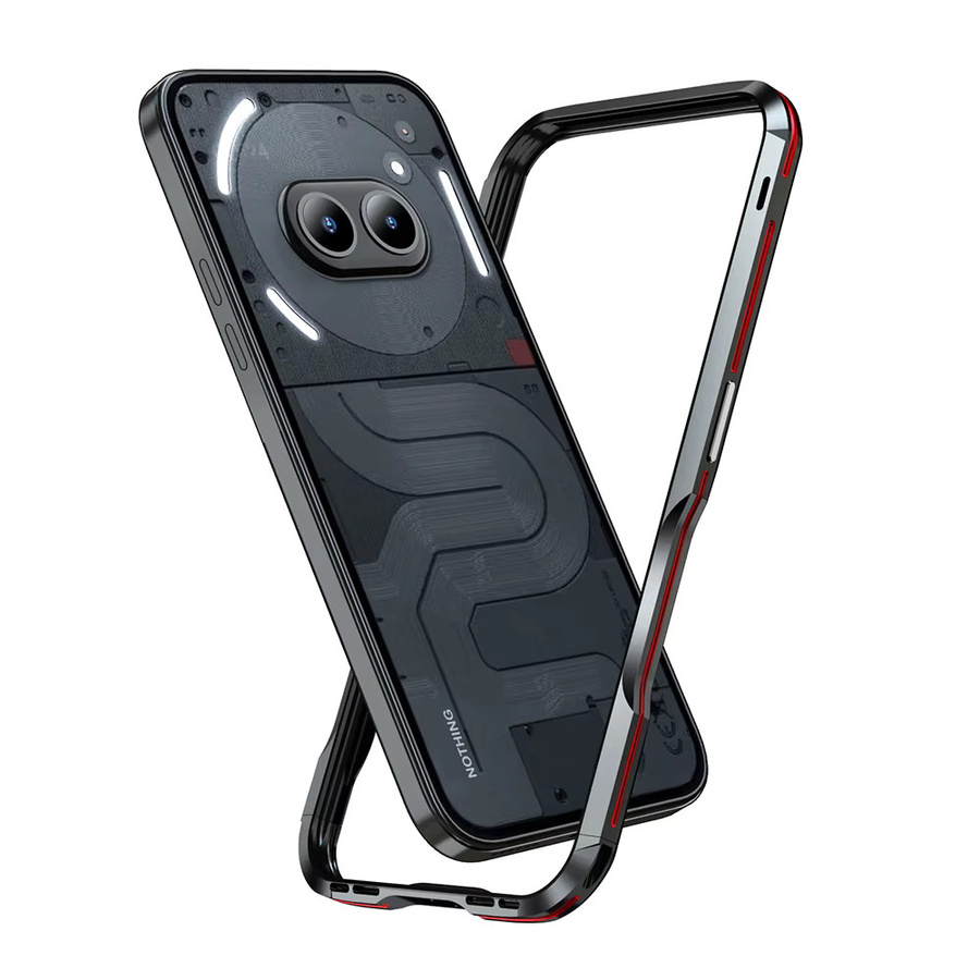 ONEMINUS Stoßfeste Schutzhülle mit Aluminium-Metallrahmen für Nothing Phone 2a und Nothing Phone 2a Plus, Transparent/Silber/Schwarz - Bild 2