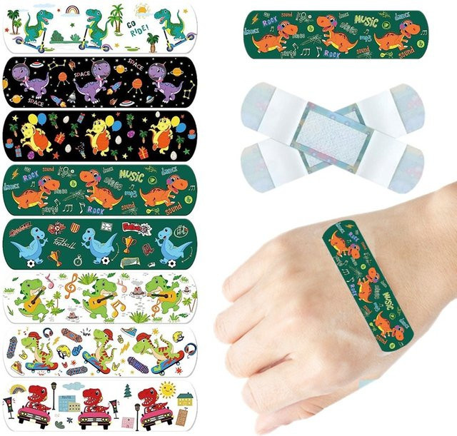 40er Set Kawaii Dinosaurier Cartoon Pflaster in Multicolour für Erste Hilfe und Wundversorgung - Bild 1