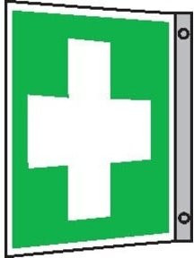 SafetyMarking Hinweisschild Erste Hilfe als Fahne aus Aluminium, langnachleuchtend, B: 20 cm, H: 20 cm - Bild 1