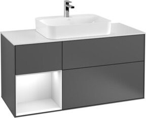 V&B Finion Waschtischunterschrank mit LED-Wandbeleuchtung und internen Regalen, Breite: 120 cm - Bild 1