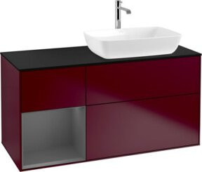 V&B Waschtischunterschrank Finion mit Wandbeleuchtung in Anthrazit lackiert, Breite: 120 cm, Tiefe: 50,1 cm, Höhe: 50,1 cm - Bild 1