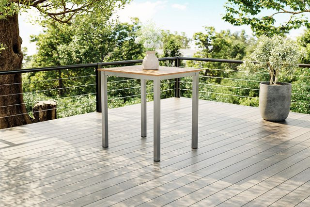 Villana Tasmania Beistelltisch Silber aus Aluminium und Eukalyptus, B/T/H: 45 x 45 x 45 cm - Bild 1