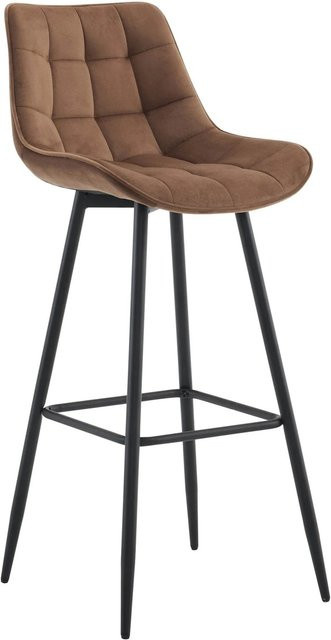 DELUKE Barhocker SYDNEY Barstuhl aus Samt in Braun mit Lehne und modernem Design - Bild 1