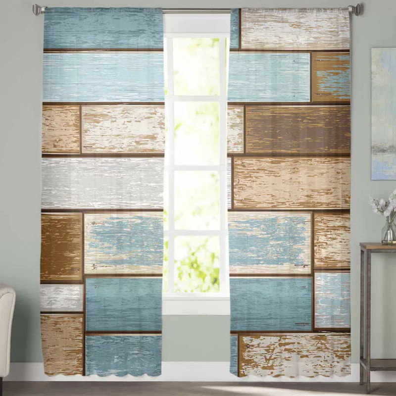 Binchi Outdoor Equipment Tüllvorhang im Landhausstil mit Grafikdesign, Farbe Blau, Transparent, Breite: 135 cm, Höhe: 114 cm - Bild 3