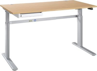 SCHÄFER Schreibtisch STANDARD elektrisch höhenverstellbar Ahorn/weiß, B/T/H: 160 cm x 80 cm x 72,5 cm - Bild 1